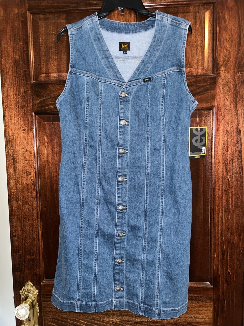 Lee Womens Denim Button-Front Blue Dress L NWT